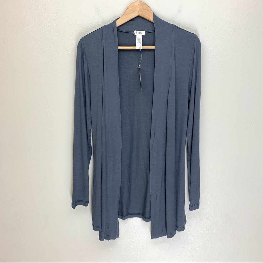 NWT Sofra Womens Silky Soft Lightweight Gray Open Cardigan Size Small